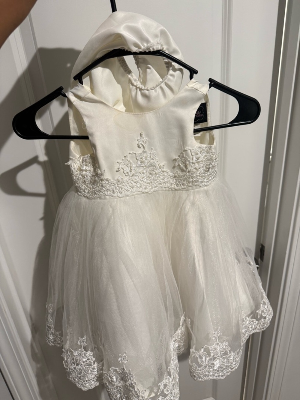 Ivory Embroidered Tulle Flower Girl Dress with Hood
